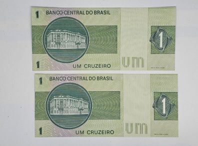 Brasil 1 Cruzeiro x2 Consecutive Notes Uncirculated