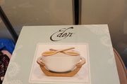 Porcelain and wooden salad bowl &amp;Servers