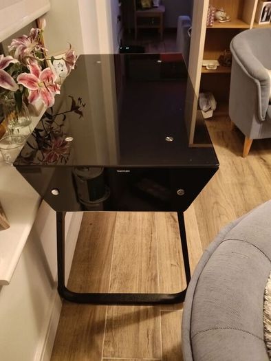Black glass topped desk