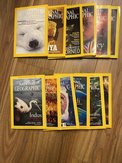 Pristine Vintage National Geographic Magazine Complete 2000 Set12 Issues with Original Leather Slipcases