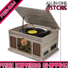 Player Vinyl Turntable with Speakers USB MP3 Playback/Bluetooth/FM Radio/CD And Cassette Player/Vinyl LP Records/SD Card Reader (FREE POSTAGE)