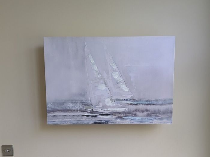 Nautical Theme Canvas Wall Art in Shades of Blue and Grey