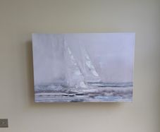 Nautical Theme Canvas Wall Art in Shades of Blue and Grey