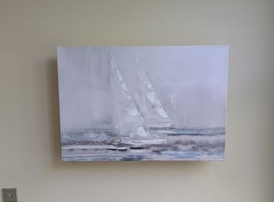 Nautical Theme Canvas Wall Art in Shades of Blue and Grey