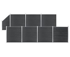 WPC Fence Set 7 Square + 1 Slanted 1311x186 cm Grey