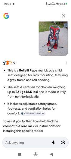 rear bicycle child seat
