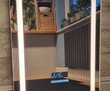 LED Bathroom Mirror Makeup Cosmetic Antifog Bluetooth Speakers Time Date Temperature Dual Light LED Bright
