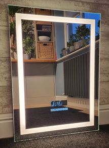 LED Bathroom Mirror 60x80cm Demister Bluettoth Music Time Temperature Dual Led Ensuite