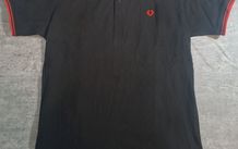 Fred Perry M3600 Men's Twin Tipped Polo Shirt XXL Black Red Made in Portugal