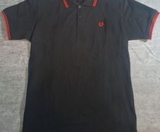 Fred Perry M3600 Men's Twin Tipped Polo Shirt XXL Black Red Made in Portugal