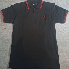 Fred Perry M3600 Men's Twin Tipped Polo Shirt XXL Black Red Made in Portugal