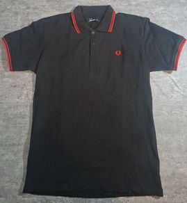 Fred Perry M3600 Men's Twin Tipped Polo Shirt XXL Black Red Made in Portugal