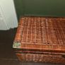 Mid Century Wicker and Rattan Storage Chest with Engraved Brass hardware Image 4