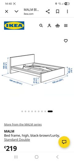 IKEA Malm double bed frame black/ brown