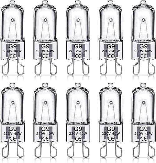 G9 Halogen Light Bulbs 40W, No Flickering, Dimmable, 600lm, 2800K, G9 Capsule Bulb, Warm White, 10 Pack