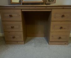 Solid Pine Bedroom Furniture Set (Wardrobe, Dressing Table & Double Mirror)