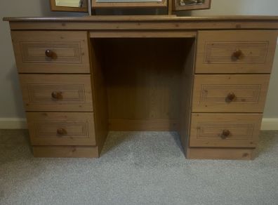 Solid Pine Bedroom Furniture Set (Wardrobe, Dressing Table & Double Mirror)