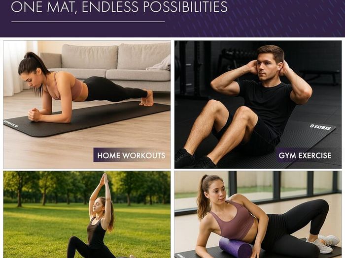 Yoga Mat Multi-Purpose Extra Thick Foam Exercise Mats  Ideal Floor Mat for Pilates, Stretching, Resistance Workout & Therapy Home & Gym Equipment Accessory