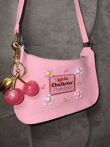 Handmade pink shoulder bag