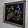 Vintage framed punch needle embroidered peacock Image 2