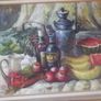 a large oil painting on canvas of a still life signd harris Image 2