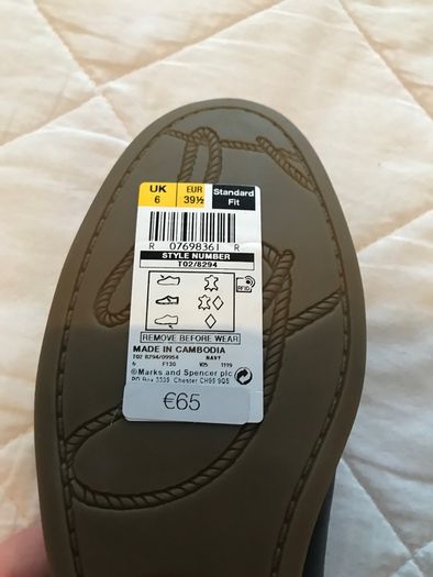 BNWT M&S navy leather flats size 6
