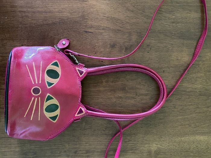 real leather shoulder hand bag cat