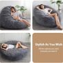 Bean Bag Bed - Convertible Folds from Bean Bag Chair to Bed - Large Sofa with Plush Cover and Fluffy Filling Included for Adult, Guest (Charcoal, 180x180) Image 4
