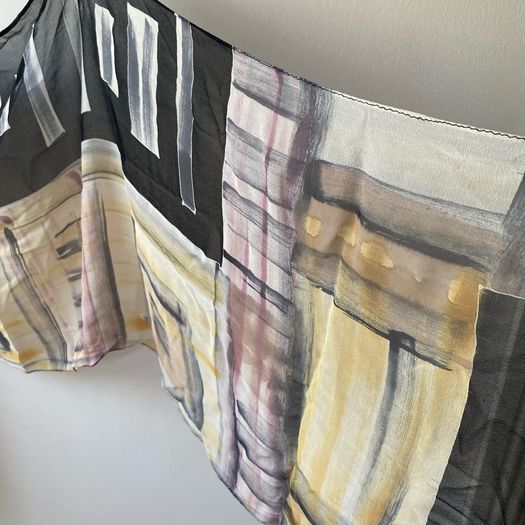 Vintage Veronique Didi Hand Painted 100% Pure Silk Scarf Signed Irish Wearable Art