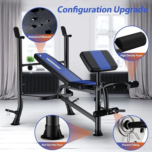 Adjustable Weight Bench with Leg Extension and Preacher Curl Home Training Gym Weight Lifting Bench Full-Body Workout Bench Bench Press