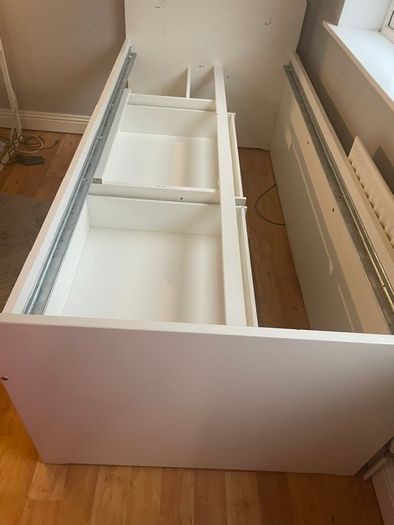 Ikea SLAKT Single white bed with storage