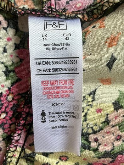 Ladies Multi Coloured Faux Wrap Dress from F&F