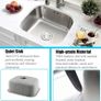 Undermount Single Bowl, 46/46cm Large Kitchen Sink Workstation, T304 Stainless Steel Kitchen Sink with Drain Assembly and Removable Strainer for Easy Cleaning Brushed Image 6
