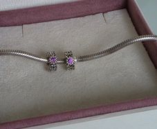 Pandora  purple sparkling forest spacer charms pair x2 very good condition