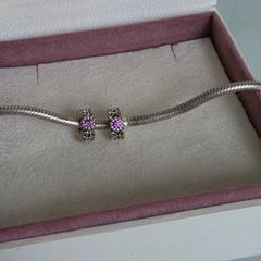 Pandora  purple sparkling forest spacer charms pair x2 very good condition