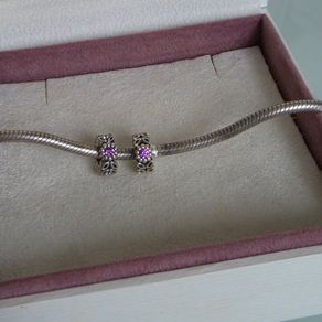 Pandora  purple sparkling forest spacer charms pair x2 very good condition