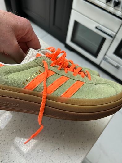 Adidas Gazelle Bold platform trainers - green and orange