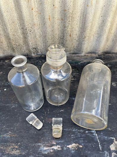 Vintage Pharmacy chemist bottles x3
