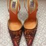 Fabulous Carrie Bradshaw style gold and bronze, embellished sling-backs Image 2