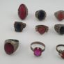 15 Traditional Brass Stone & Glass Rings Rustic Antique Jewellery Image 2