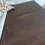 7ft farmhouse dining tabke and 6 chairs. Sine markings as well used over years. Very sturdy. Selling as downsizing. Image 3