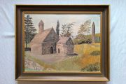 Old Oil Painting of St. Kevin's Kitchen, Glendalough, Wicklow.