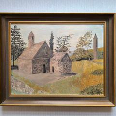 Old Oil Painting of St. Kevin's Kitchen, Glendalough, Wicklow.