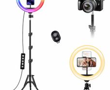10 inch RGB Ring Light with 59'' Extendable Tripod Stand & Phone Holder 21 colours