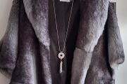 CALVIN KLEIN grey and black faux fur jacket - Sz M (Fit 10-14UK) - Bnwt Rrp 295 USD