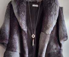 CALVIN KLEIN grey and black faux fur jacket - Sz M (Fit 10-14UK) - Bnwt Rrp 295 USD