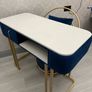 1x Luxury Nail Table Set With Velvet Chair Gold Frame Image 4