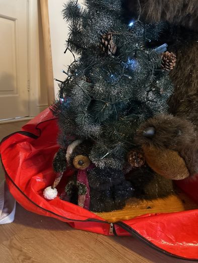 Christmas Bear and baby Bear decoration Vintage on a wooden base classic