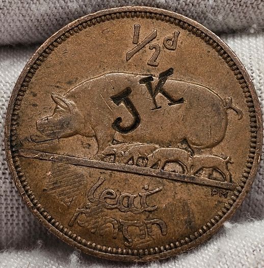Ireland 1964 1d Penny Counterstamped KEANE JK