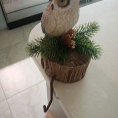 Owl Christmas stocking mantelpiece holder/hanger with metal hook
